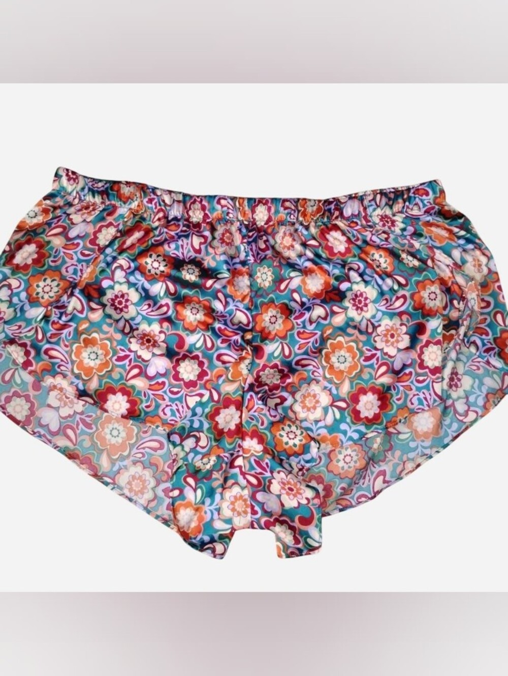 Adore Me Women's 1X Retro Floral Satin Pajama Lounge Shorts